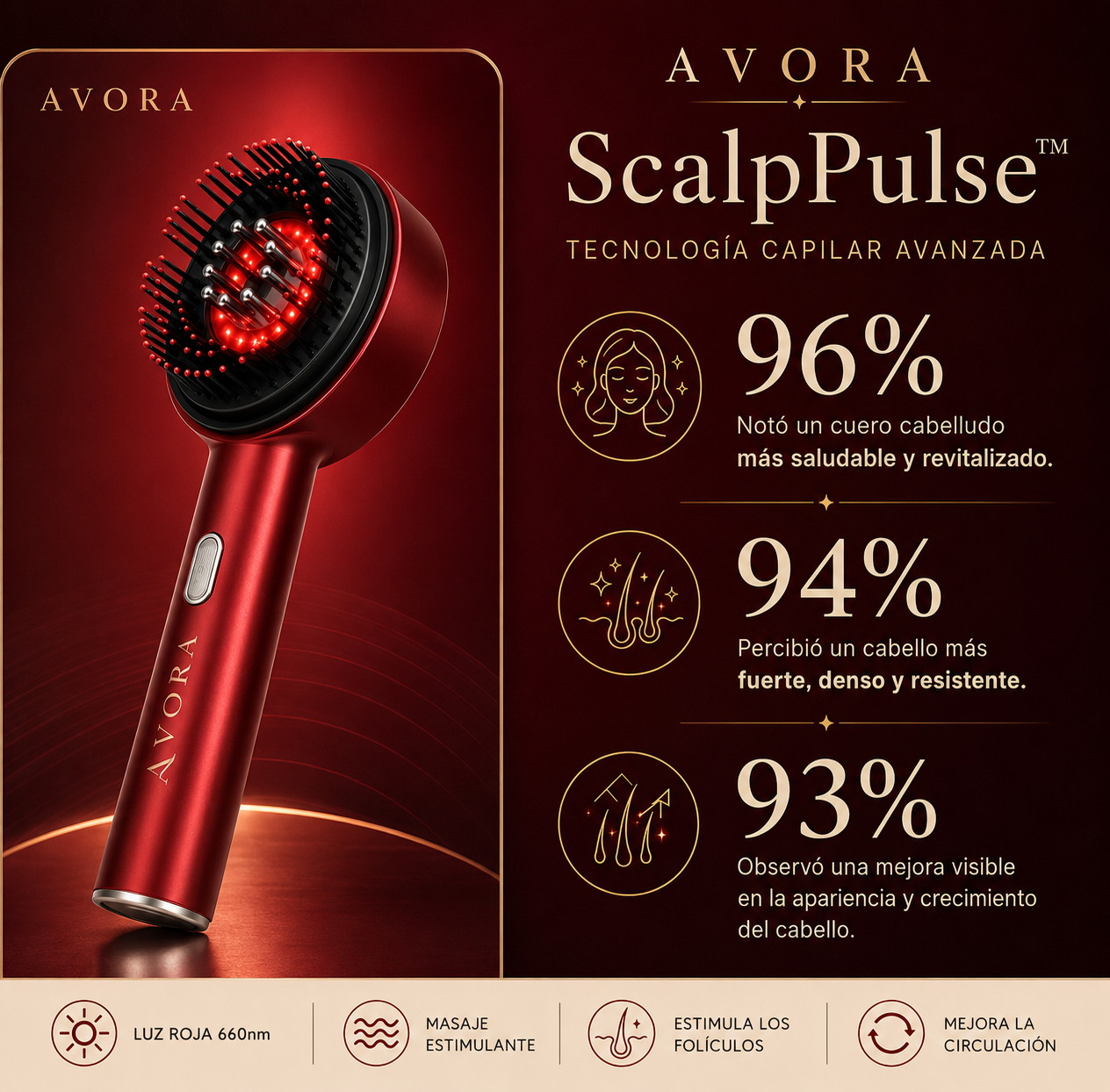 AVORA ScalpPulse™ | Tecnología Capilar Avanzada con Luz Infrarroja