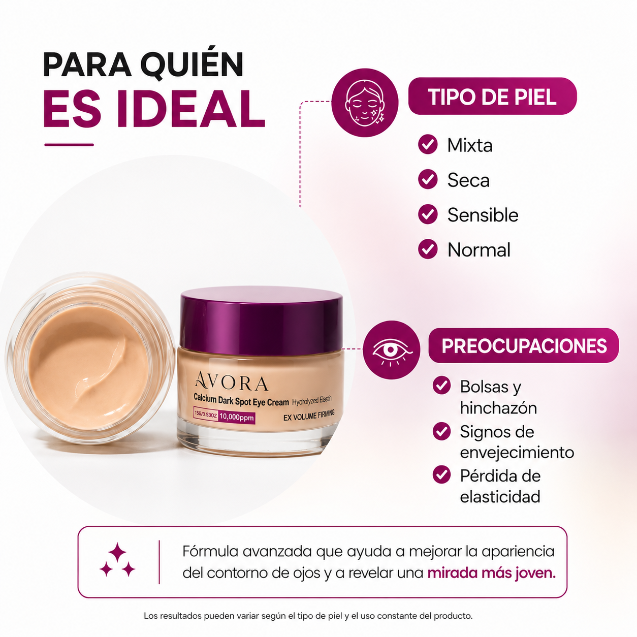 Crema Calcio Avora | Hidrata y Cubre las Ojeras